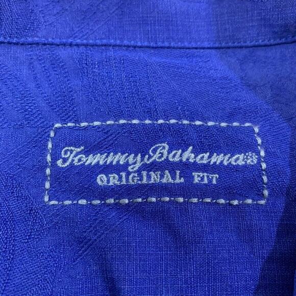Tommy Bahama Shirt Mens L Large Ocean Blue Silk Short Sleeve Original Fit Hawaii - Picture 5 of 10